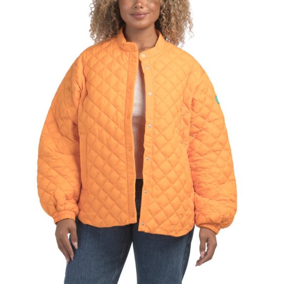 SAVE THE DUCK Sunshine Orange Diamond Quilted Jacket - Picture 1 of 2